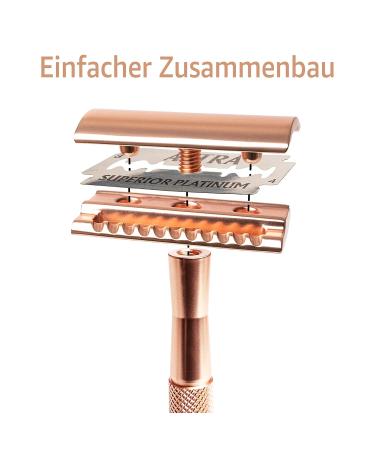 ANYMALE Safety Razor Rose Gold Edition - Eco-Friendly Ladies Set with Stand & 5 ASTRA Blades - Plastic-Free Metal Razor - Buy Online on GoSupps.com