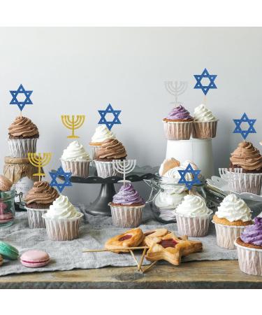 INNORU Hanukkah Cupcake Toppers Congratulations Party Decorations Engagement Baby Shower Hexagram Birthday Wedding Jewish Star of David Party Decorations Supplies Pack of 24 Glitter - Buy Online on GoSupps.com