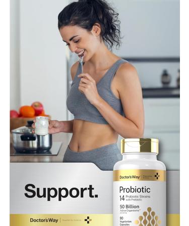 Doctor's Way Probiotics for Women and Men | 50 Billion CFU | 90 Capsules | 14 Strains with Prebiotic | Vegetarian Non-GMO Gluten Free - Buy Online on GoSupps.com