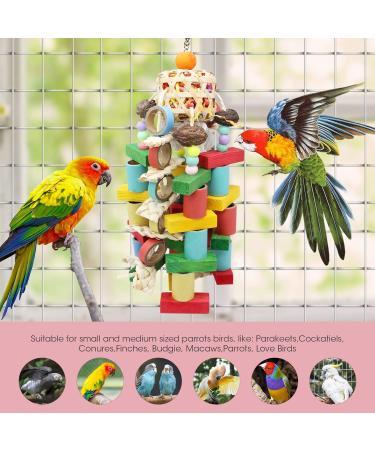 Multi-Colored Parrot Hanging Toys | Chew & Bite Cardboard Accessories for Budgies & Large Birds - M-45cm - Buy Online on GoSupps.com