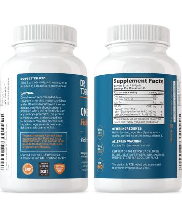 Dr. Tobias Omega 3 Fish Oil & Psyllium Daily Supplements for Heart Brain & Immune Support Healthy Bowel Movement Supports with Psyllium Husk Capsules - Buy Online on GoSupps.com