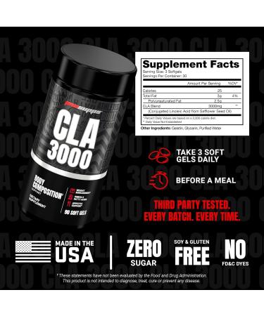 PROSUPPS CLA 3000 Lean Body Composition Support - Stim-Free Conjugated Linoleic Acid Workout Supplement for Weight Management & Appetite Support with Omega 6 Fatty Acid - Gym & Fitness - 90 Softgels - Buy Online on GoSupps.com