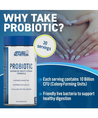 Applied Nutrition Advanced Multi Strain Probiotic - Vegan Digestive Enzyme Supplement with Lactobacillus Acidophilus | 60 Capsules for Optimal Gut Health - Buy Online on GoSupps.com