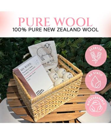 Ms Wool Lavender Scented Wool Dryer Balls - Pack of 6 XL Natural Reusable Fabric Softener | Reduce Wrinkles & Drying Time | Long Lasting Essential Oil Scent - Buy Online on GoSupps.com