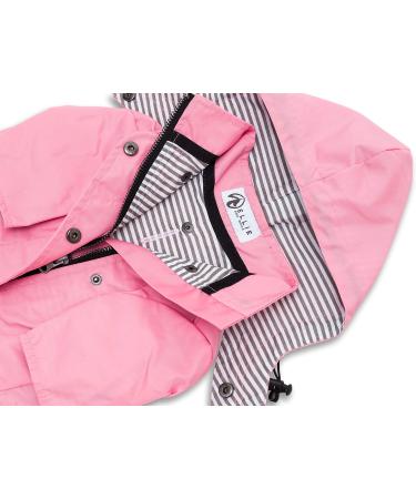 Ellie Dog Wear Pink Zip Up Raincoat with Reflective Buttons, Pockets, and Adjustable Drawstring - Water Resistant and Stylish Dog Raincoat in Size S to XXL - Buy Online on GoSupps.com