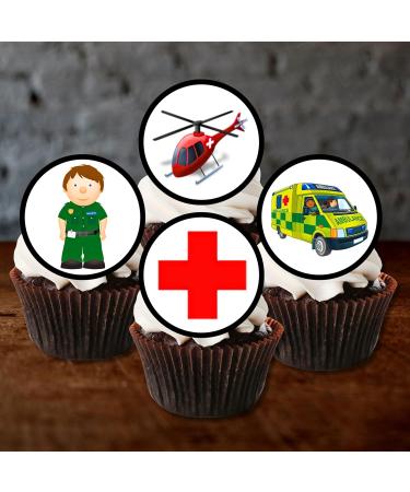 48 Ambulance Cupcake Toppers 3cm Paramedic Cupcake Toppers Mini Edible Nurse Cake Toppers Air Ambulance Cake Decorations Congratulations Cake Topper Thank You Cupcake Toppers Graduation Cupcakes - Buy Online on GoSupps.com