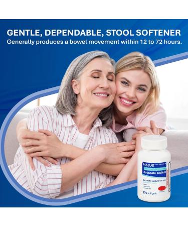 MAJOR Docusate Sodium 100mg Softgels Stool Softener Laxative for Occasional Constipation Relief - Gentle Dependable Stimulant-Free 100 Count (1-Pack) - Buy Online on GoSupps.com