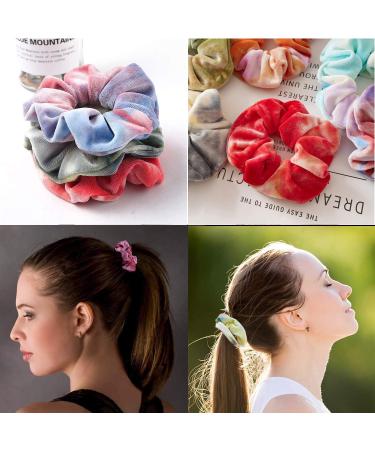 ZOCONE Tie Dye Velvet Scrunchies 15 PCS - Gradient Color Soft Rainbow Hair Accessories for Women and Girls - Buy Online on GoSupps.com