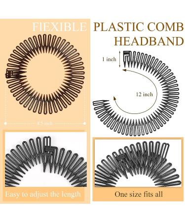 20 Pcs Flexible Circle Comb Hairband Holder for Women Girls - Black, Coffee, Clear, White | 90s Hair Accessories for Yoga Sports - Buy Online on GoSupps.com