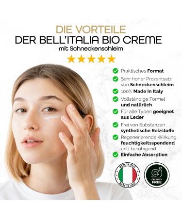  BELL'ITALIABIO Snail Slime Face Cream Moisturizing and Anti-Wrinkle Face Cream for Men and Women with Hyaluronic Acid Vitamin C and Shea Butter - BELL'ITALIABIO - Buy Online on GoSupps.com