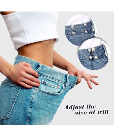 24pc Jean Button Pins Set | No Sew Waist Extender | Instant Jean Dress Fit | Pearl Style - Buy Online on GoSupps.com
