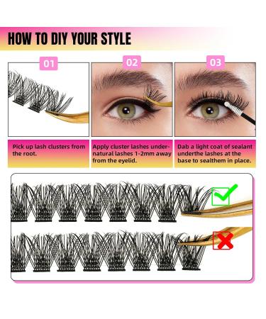Lash Clusters - 72 Pcs D Curl Eyelash Extensions | Wispy Individual Clusters 10-16mm for DIY Makeup | Thin Band by Sweetheart - Buy Online on GoSupps.com