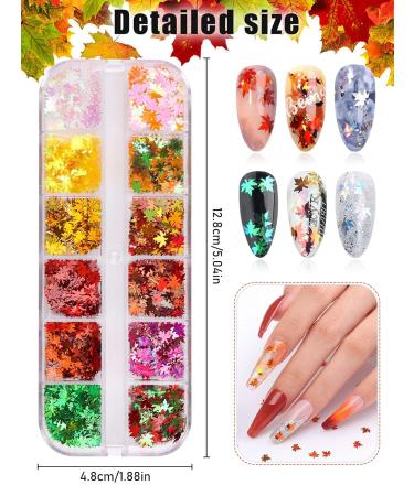 3 Boxes Maple Leaf Nail Sequins | Kalolary Holographic Fall Leaf Glitter for DIY Nail Art | Perfect for Seasonal Nail Decorations - Buy Online on GoSupps.com