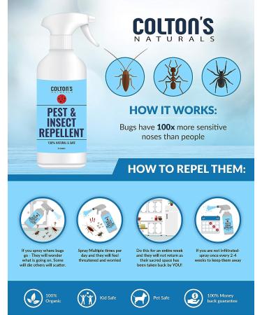 Colton's Naturals 32oz Peppermint Oil Insect & Pest Repellent Spray - 100% Natural - Kills and Repels Ants, Roaches, Flies, Spiders - Child and Pet Safe - Organic Home Control - Buy Online on GoSupps.com