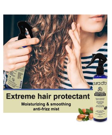 PURA D'OR Argan Oil Heat Shield Protectant Spray - 8oz - Infused with Organic Argan Oil - Protects up to 450 F - Leave-In Conditioner for Dry & Damaged Hair - Buy Online on GoSupps.com