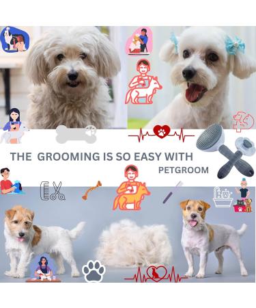 PetGroom Self Cleaning Cat & Dog Brush - Reduce Shedding Up to 95% - Ideal for Short or Long Haired Cats and Dogs - Grey - Buy Online on GoSupps.com