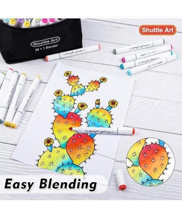 Shuttle Art 88 Colors Dual Tip Alcohol Based Art Markers Set with Blender - Ideal for Illustration, Coloring, Sketching, and Card Making - Buy Online on GoSupps.com