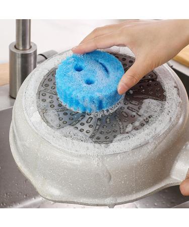 Smiley Face Cleaning Sponge Rub Honeycomb Sponge Home Kitchen Dish Washer Yellow - Soft - Buy Online on GoSupps.com