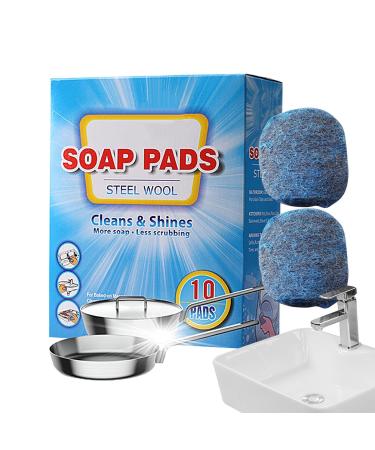Shakven Steel Wool Soap Scrubbing Pads - Kitchen Pre-Soaped Scrubber Pad Grease Cleaning Brush Steel Wool Soap Pads Brush for Dishes Pots Pans