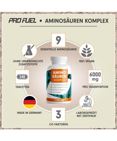 High-Dose Amino Acids Complex - 240 Vegan Tablets | 6 000 mg Daily | 9 Essential Aminos + Taurine Carnitine & Glycine | Lab Tested & Certified - Buy Online on GoSupps.com