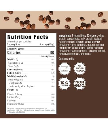 Protein Coffee - 10g Protein & Collagen Keto Friendly 15 Servings Original Blend - Boost Muscle Growth & Energy - Hot or Cold - 100% Robusta - Buy Online on GoSupps.com