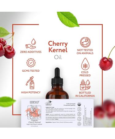 HBNO Organic Cherry Kernel Oil - 4 OZ (120 ml) Value Size - Natural Cherry Oil Cold Pressed - Perfect Carrier Oil for Massage Aromatherapy DIY Soap Making Face Body Lips Hair Nails - Buy Online on GoSupps.com