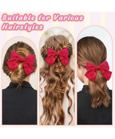 Bow Hair Clip Duckbill Clip Hair Bows for Women Big Bowknot Hairpin French Hair Clips with Ribbon Solid Color Hair Barrette Clips Soft Satin Silky Hair Bows for Women Girls(red) Short-red - Buy Online on GoSupps.com