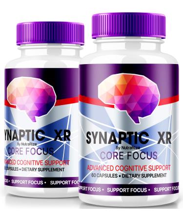(2 Pack) Synaptic XR Core Focus Synaptic XR Capsules Designed for Effective Memory SynapticXR Pills Max Formula for Cognitive Health All Natural Brain Supplement Reviews (120 Capsules)