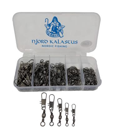 Njord Kalastus Premium Angel Vortia Set 100 pieces |Karabiner with vertebrae box |Wirking fishing 20 t nnchen vertebrae size:#10#8#4#2 |Universal fishing accessories box