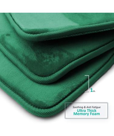 Clara Clark Hunter Green Memory Foam Bathroom Mats Set - Soft Non-Slip Absorbent - 3-Piece Small/Large/Contour - Buy Online on GoSupps.com