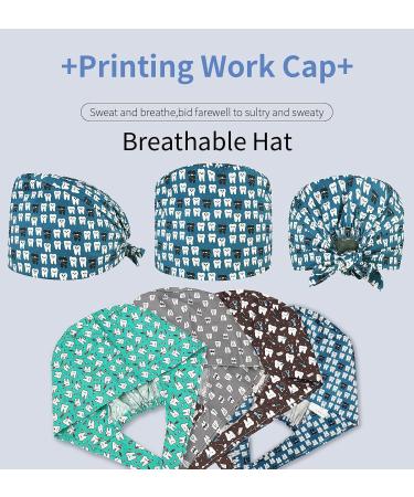 VIAOLI Dental Scrub Caps with Buttons - One Size Cotton Dentist Hat for Women - Nurse and Doctor Hair Cover Cap-02 - Buy Online on GoSupps.com
