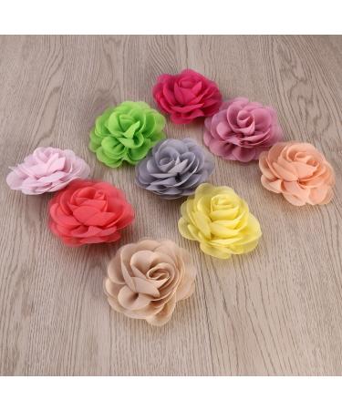 Frcolor 20pcs 3D Rose Flower Hair Clip Set - Chiffon Rose Clips for Women and Girls - Buy Online on GoSupps.com
