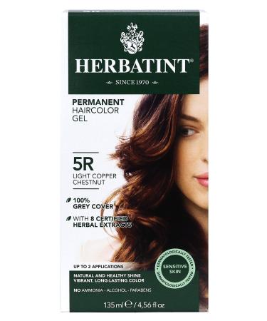 Herbatint Permanent Haircolor Gel  5R Light Copper Chestnut  Alcohol Free  Vegan  100% Grey Coverage - 4.56 oz 5R Light Copper Chestnut 4.56 Fl Oz (Pack of 1)