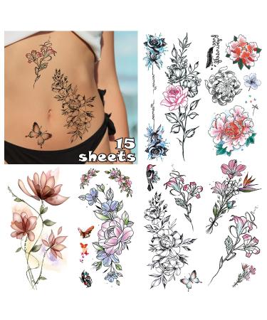 Cerlaza 100 Styles Temporary Tattoos for Women  Fake Henna Semi Permanent Tattoos for Adults  Leg Makeup Waterproof Flower Tatuajes Temporales Long Lasting Realistic Stickers