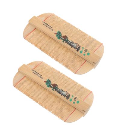 Homoyoyo Lot de 2 Peignes Dents Denses en Bambou Peigne Antipelliculaire Double Face Soins Capillaires Efficaces Traitements les Poux pour Gar on et Filles Usage Domestique et Voyage