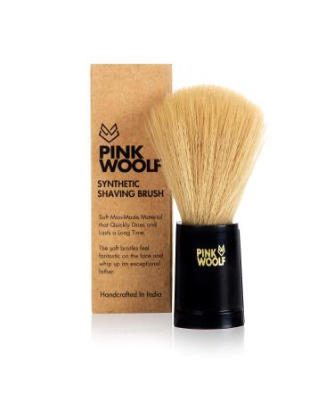 Pink Woolf Soft Bristles Shaving Brush for Men | Engineered Black Plastic Handle | Vegan Friendly Shave Brush | 22mm Knot |"Velvet" Soft Feel for Wet Shaving | Ideal Gift for Men