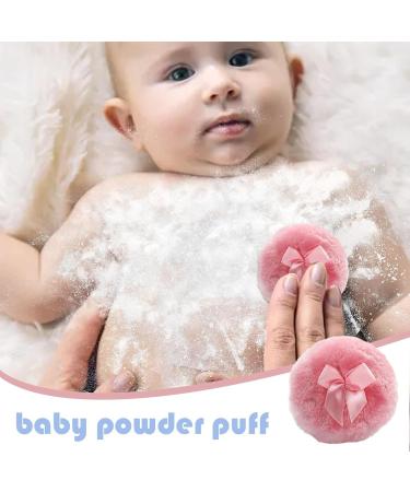 Furry Powder Puff Round Face Powder Puff with Ribbon Bow | Body Powder Applicator for Baby Kid Adult Dry Makeup Tool for Applying Powders Pink - Buy Online on GoSupps.com