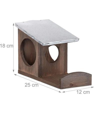 Relaxdays Wooden Squirrel Feeder House with Weatherproof Metal Roof - Hanging Garden Station in Dark Brown - Buy Online on GoSupps.com