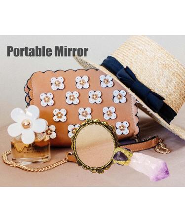 AMOYSTONE Purple Handheld Mini Makeup Mirror with Plated Tourmaline Handle - Decorative Gift for Mom - Buy Online on GoSupps.com