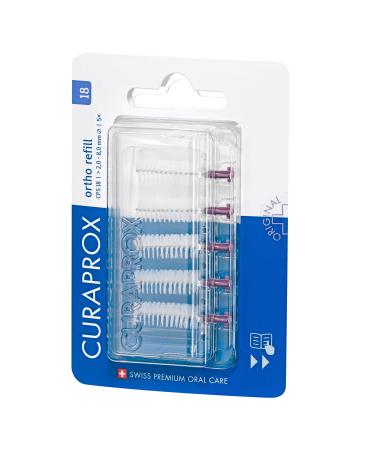 Curaprox interdental brushes CPS 18 ortho refill 5 pieces violet 2 mm diameter 8 mm effectiveness refill pack without holder violet 5 pieces (1 Pack)