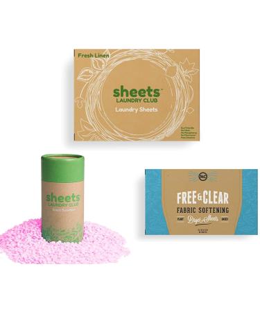 Sheets Laundry Club All In One Laundry Kit: 50 Fast Dissolving Fresh Linen Sheets, Lavender Scent Booster, Plant Based Dryer Sheets - Buy Online on GoSupps.com