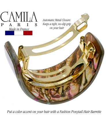 Camila Paris CP3235 French Hair Barrette - Brown/Red/Gold | Strong Hold Hair Ponytail Holder for Women| No Slip Styling Hair Clips | Made in France - Buy Online on GoSupps.com