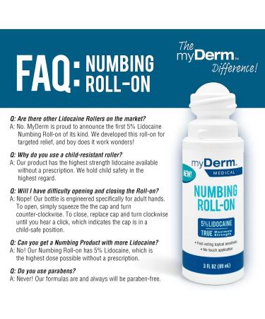 Myderm Medical 5% Lidocaine Numbing Roll On - Pack of 2 - for Minor Aches Scratches and Hemorrhoidal Discomfort - Made in The USA 2 Pack - Buy Online on GoSupps.com