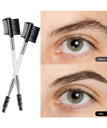 3 Pcs Dual-Head Eyebrow & Eyelash Grooming Brush Set - White - for Women & Girls - Buy Online on GoSupps.com