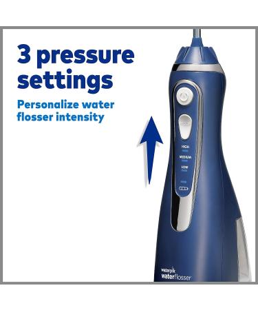 Waterpik Cordless Advanced Water Flosser - 3 Pressure Settings, Dental Plaque Removal, USB Charger - Ideal for Travel & Small Bathrooms - Blue (WP-583UK) - Buy Online on GoSupps.com