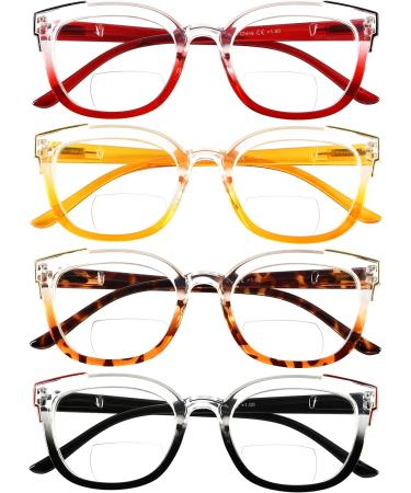Buy Eyekepper 4-Pack Bifocal Reading Glasses for Women - Stylish Two Tone Design Clear Lens 2.0x Magnification - Perfect for International Shipping - Buy Online on GoSupps.com