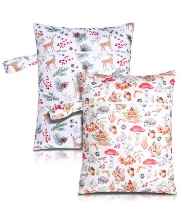 Halinuia 2 pieces wetbag |Reusable wetbag kindergarten |Nass bag kindergarten |Diaper bag for on the go |Waterproof nast pocket for travel gym swimming pool beach