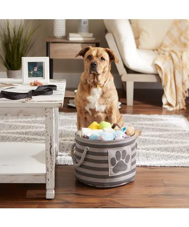 Bone Dry Small Round Gray Striped Paw Patch Pet Storage Bin - Buy Online on GoSupps.com