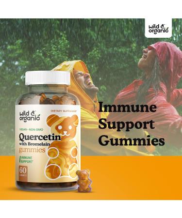 Organic Quercetin & Bromelain Gummy Supplement - 60 Pear-Flavored Chews for Immunity & Respiratory Health - Buy Online on GoSupps.com