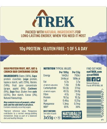 TREK Cocoa Chaos High Protein Energy Bar - Plant Based - Gluten Free - Natural Ingredients | Pack of 36 Bars - Buy Online on GoSupps.com